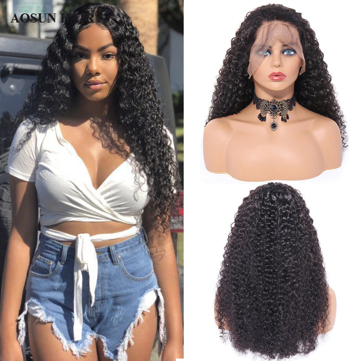 Wigs For Black Women Remy Human Hair Kinky Curly 13x4 Front Lace Wig 150% Pre Plucked with Baby Hair