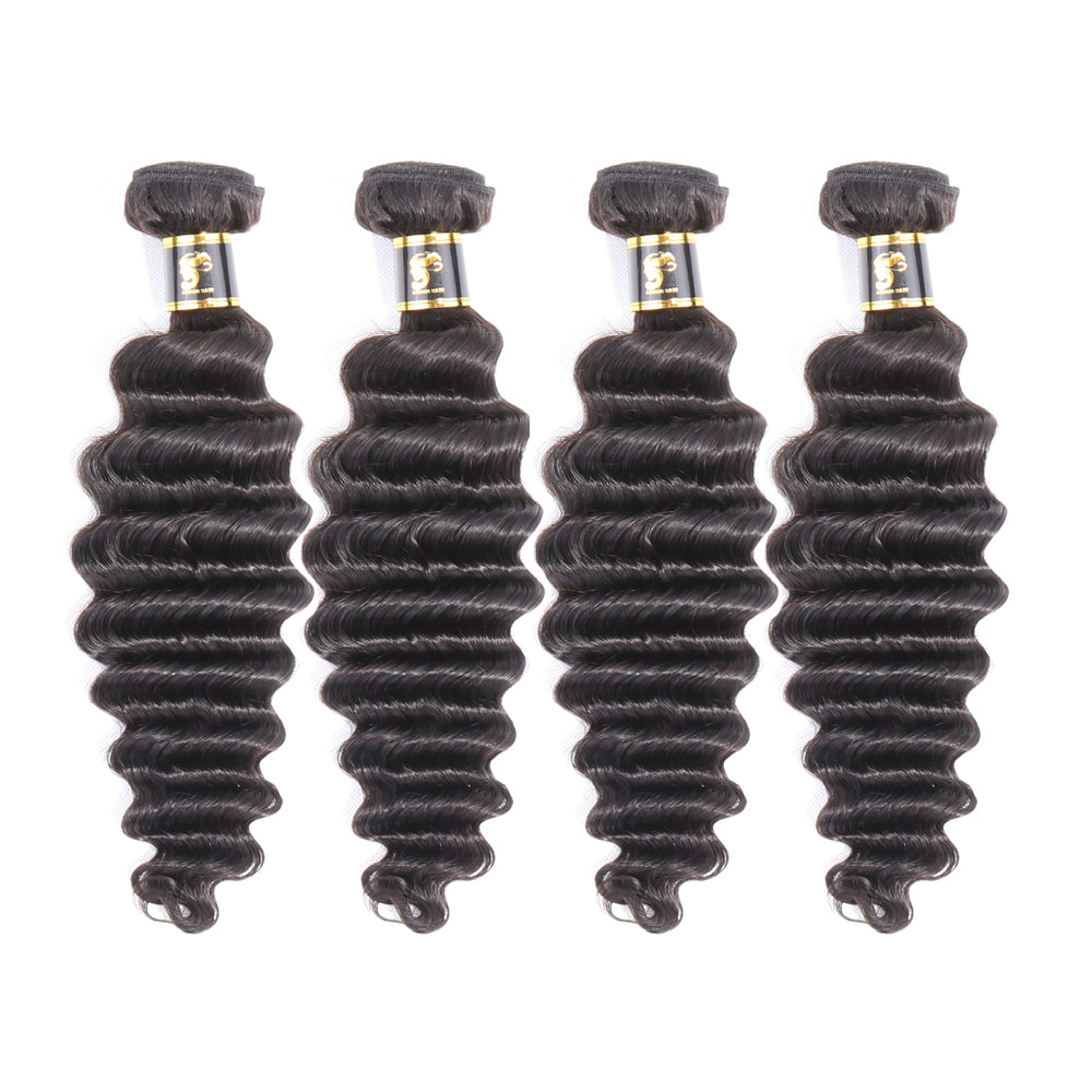 Brazilian  Loose Deep Bundles 100% Human Hair Extensions 4 Bundles Deal Curly Bundles 10-30 Inches Hair Extensions